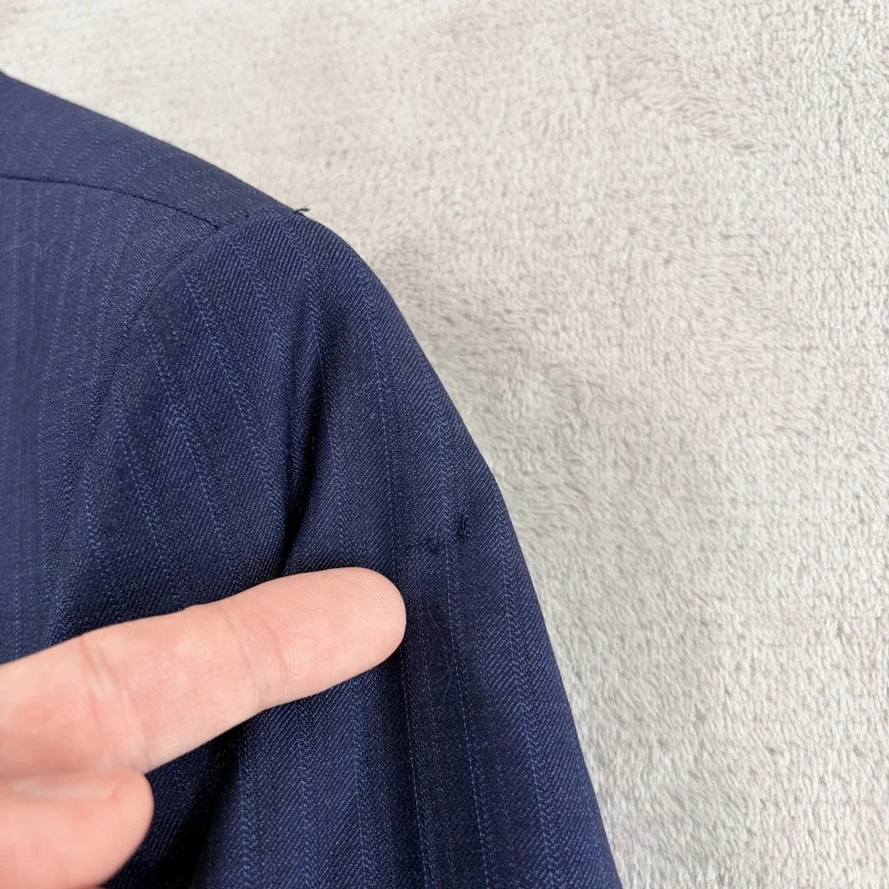 Loro Piana x Cremieux Sport Coat Blazer Navy Check 100% Wool Super 130s Men 52R
